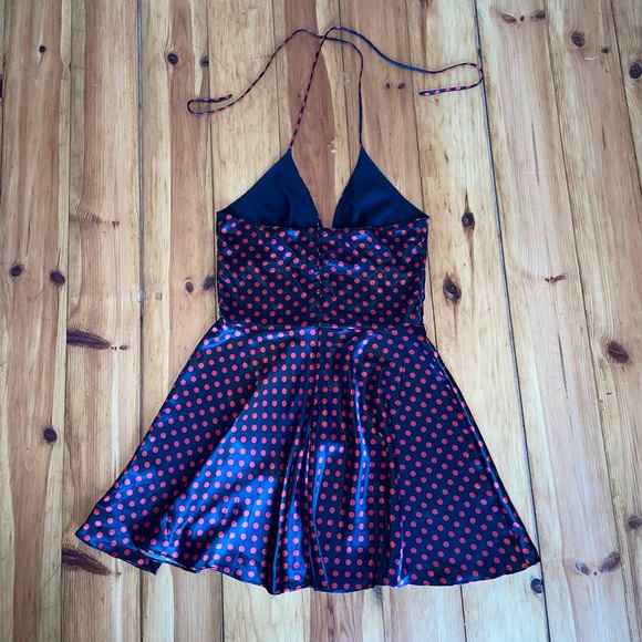 Retro Polka Dot Mini Halter Party Dress - Picture 3 of 7